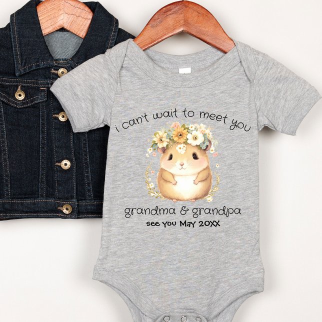 Grandparent Baby Announcement Botanical Boho Mouse Baby Bodysuit (Creator Uploaded)