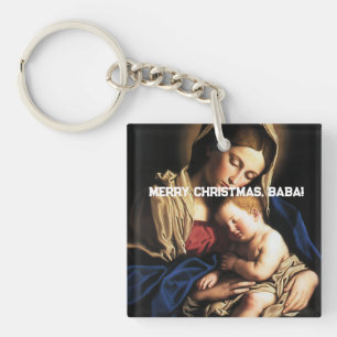 Grandparent Christmas Photo Accent Pillow Key Ring