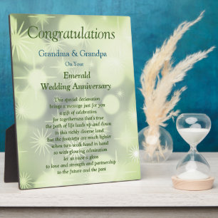 Grandparent Emerald Wedding Anniversary Plaque