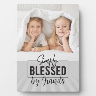 Grandparent Gift! Simply Blessed by grands photo Plaque