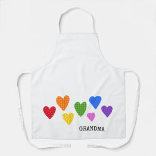 Grandparent Love Hearts Kids Joy NAME Colourful Fu Apron