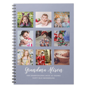 GRANDPARENT PHOTO COLLAGE GIFTS - Dusty Blue Notebook