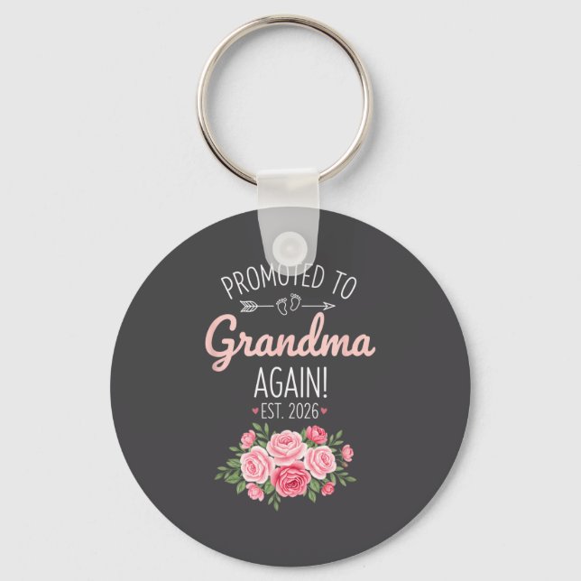 Grandparent Promoted To Grandma Again Est. 2026, N Key Ring (Front)