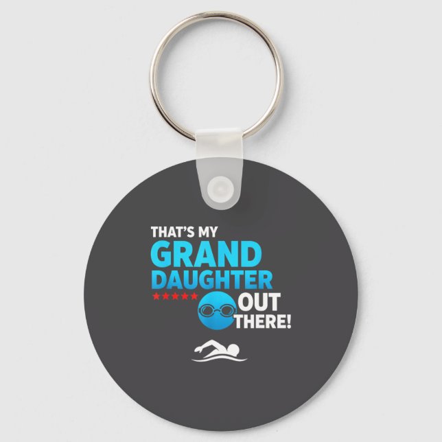 Grandparent Proud Granddaughter Swimmer Swim Meet  Key Ring (Front)