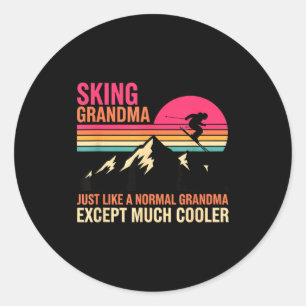 Grandparent Skiing Grandma Just Like A Normal Gran Classic Round Sticker