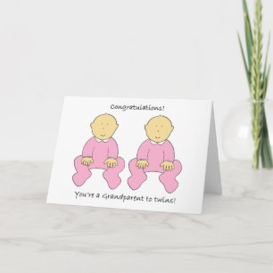 Grandparent to Twin Girls Congratulations Card
