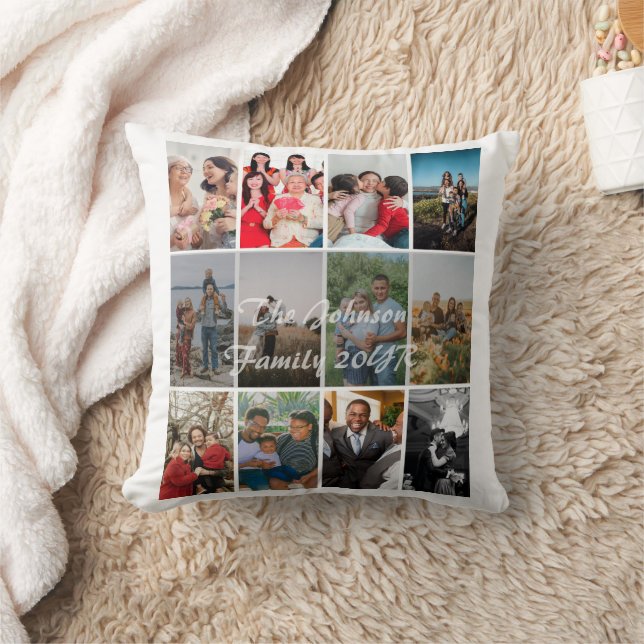 Grandparents 12 Photo Memory Collage Template Cushion (Blanket)