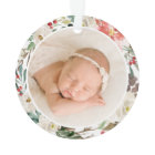 Grandparents 1st Christmas Geometric Floral Photo