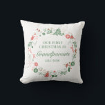 Grandparents 1st Christmas Hat Tree Gloves Pattern Cushion<br><div class="desc">Our first Christmas as grandparents Christmas design that would look good in the family photos

TIP: Great for housewarming parties,  baby showers,  wedding,  stocking stuffers,  and retirement presents at Christmas.</div>