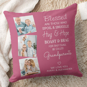 Grandparents 3 Photos Grandma Grandpa Keepsake Cushion
