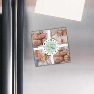 Grandparents 4 Photo Collage Keepsake Family Gift Magnet