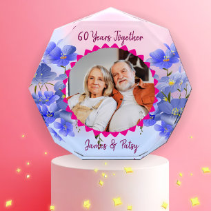 Grandparents 60th Diamond Anniversary Floral Gift Photo Block