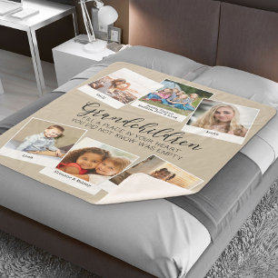 Grandparents 6 Photo Collage Beige Sherpa Blanket