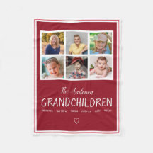 Grandparents 6 Photo Collage Personalised Dark Red