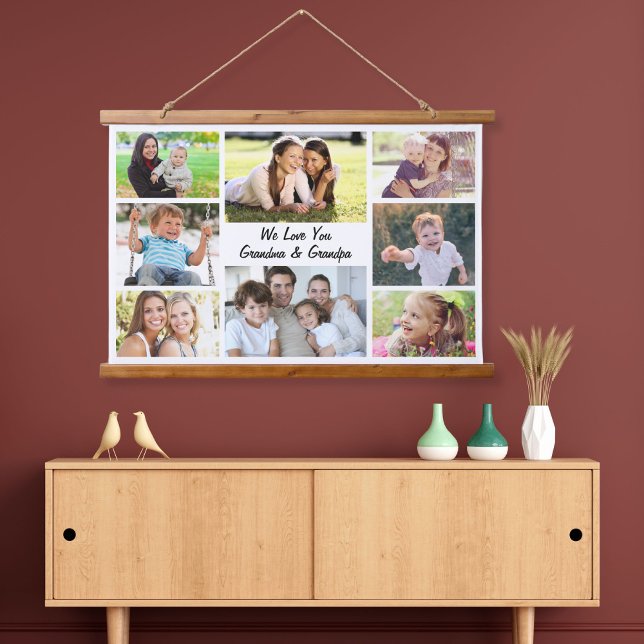 Grandparents 8 Photo Collage Hanging Tapestry (Creator Uploaded)