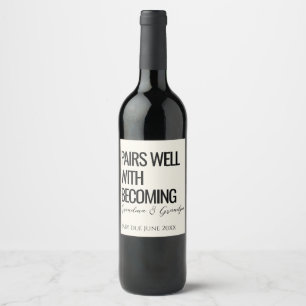 Grandparents Baby Reveal Pregnancy Announcement Wine Label