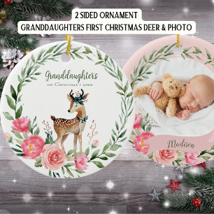 Grandparents Baby's First Christmas Photo Ceramic Ornament