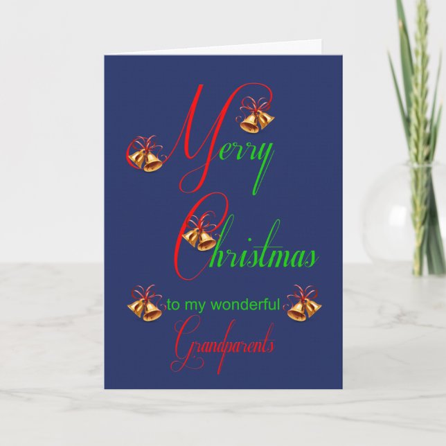 Grandparents Christmas Bells Holiday Card (Front)