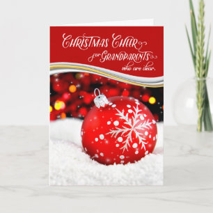 Grandparents Christmas Cheer Red Ornament Holiday Card