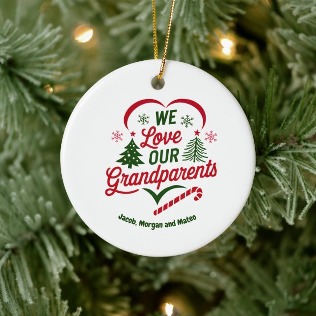 Grandparents Christmas Ornament, Personalised Ceramic Ornament (Tree)