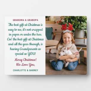 Grandparents Christmas Poem Personalised Photo Plaque