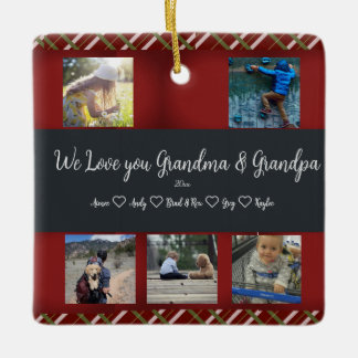 Grandparents Custom  Photo Grid  Ceramic Ornament