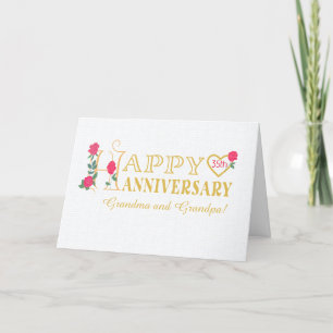 Grandparents Custom Year Anniversary with Roses Holiday Card