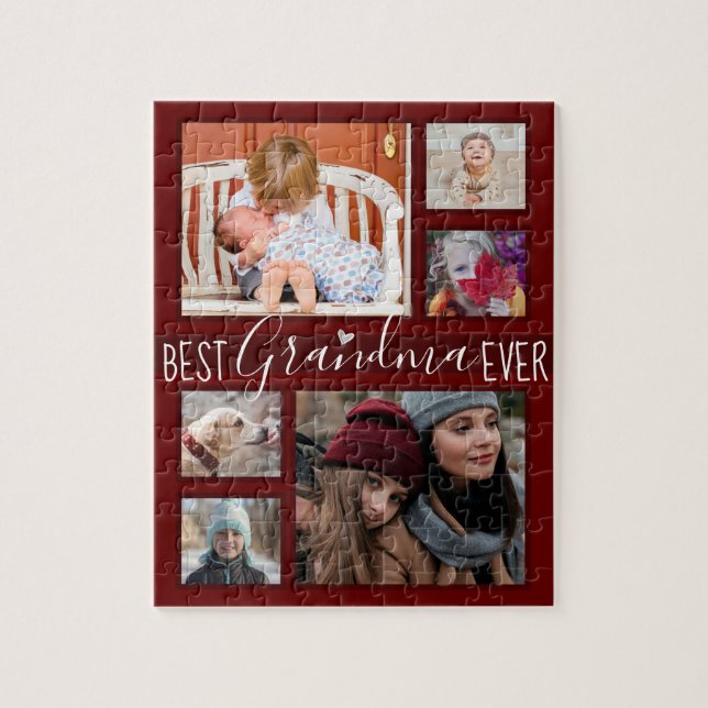 Grandparents Day Best Grandma Ever Multi Photo Jigsaw Puzzle (Vertical)