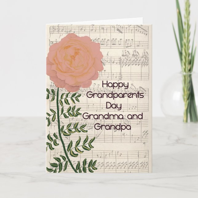 Grandparent's Day Card with Rose & Music Sheet (Front)