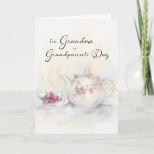 Grandparents Day for Grandma Pink Floral Teapot Card