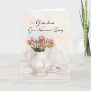 Grandparents Day for Grandma Vintage Pink Floral Card