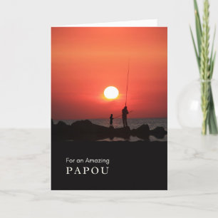 Grandparents Day for Papou, Fishing at Sunset Card