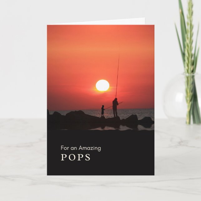 Grandparents Day for Pops Fishing at Sunset Card (Front)