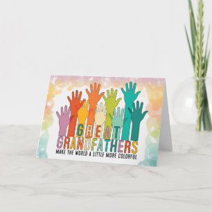 Grandparents Day Great Grandfather Colourful Hands Card