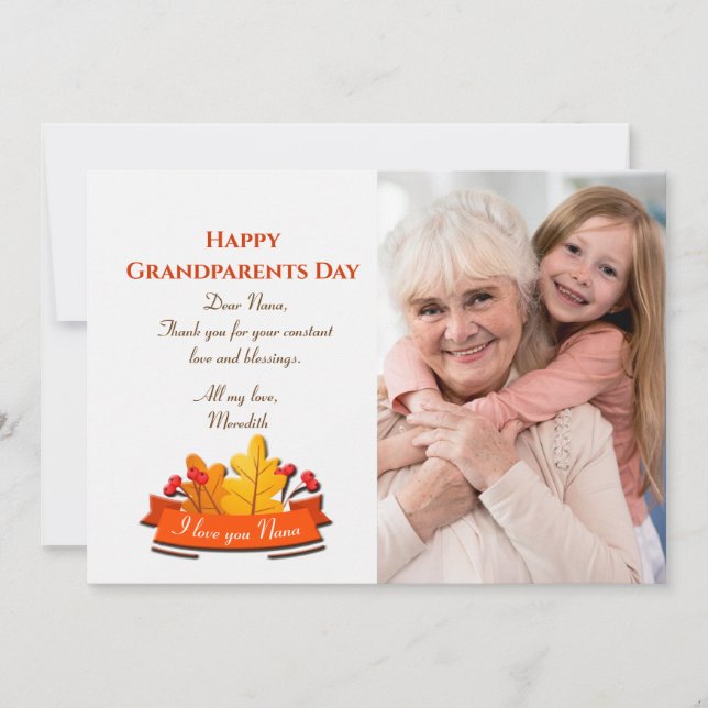 Grandparents Day Photo Greeting Card (Front)
