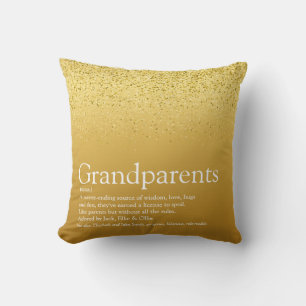 Grandparents Definition Gold Glitter Fun Glam Cushion