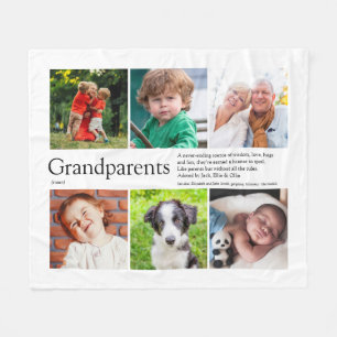 Grandparents Definition Photo Collage Fleece Blanket