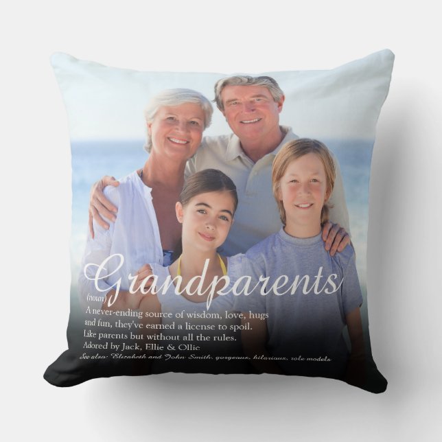 Grandparents Definition Saying Photo Large Cushion (Front)