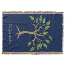 Grandparent's Family Tree Throw Blanket