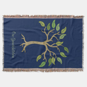 Grandparent's Family Tree Throw Blanket