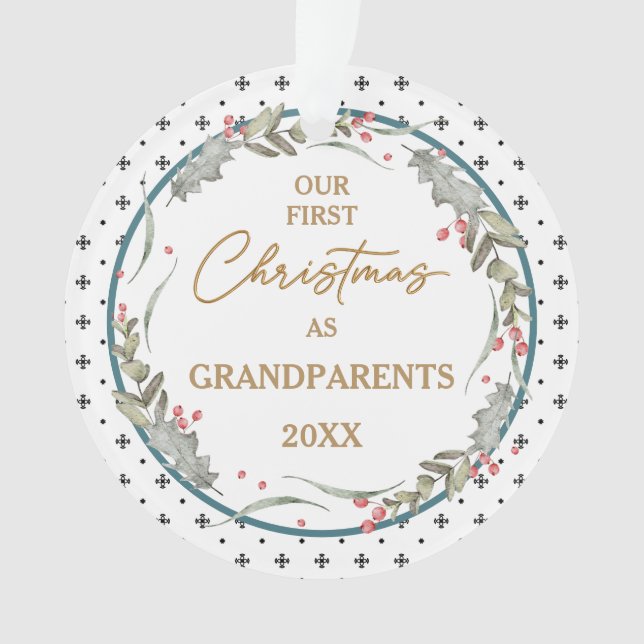 Grandparent's First Christmas Acrylic Circle  Ornament (Front)