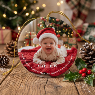Grandparents First Christmas Baby Photo  Ceramic Ornament