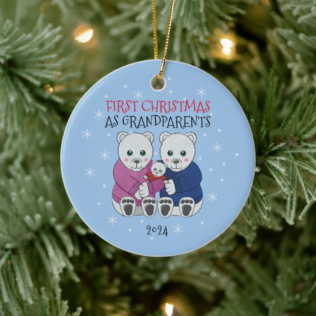 Grandparents First Christmas Ceramic Ornament (Tree)