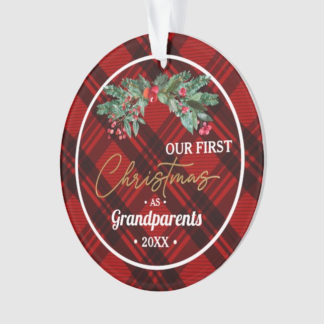 Grandparent's First Christmas Custom Branded  Ornament (Front)