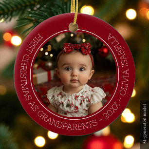 Grandparents First Christmas Grandchild Baby Photo Ceramic Ornament