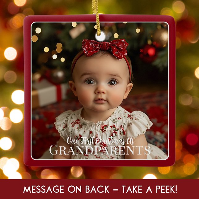 Grandparents First Christmas Grandchild Newborn Ceramic Ornament (Grandparents First Christmas Grandchild Newborn Red Ceramic Ornament)