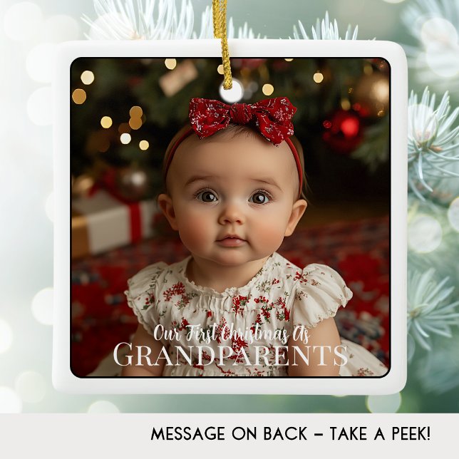 Grandparents First Christmas Grandchild Newborn Ceramic Ornament (Grandparents First Christmas Grandchild Newborn White Ceramic Ornament)