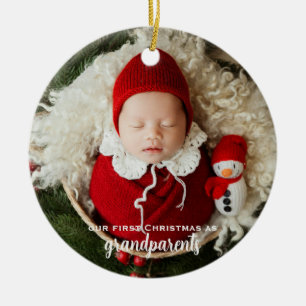 Grandparents First Christmas New Baby Photo Ceramic Ornament