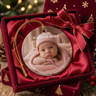 Grandparents First Christmas Newborn Photo  Ceramic Ornament