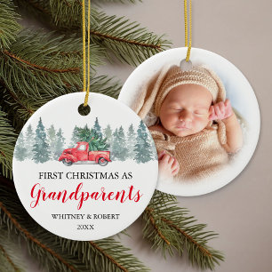Grandparents First Christmas Photo Ceramic Ornament